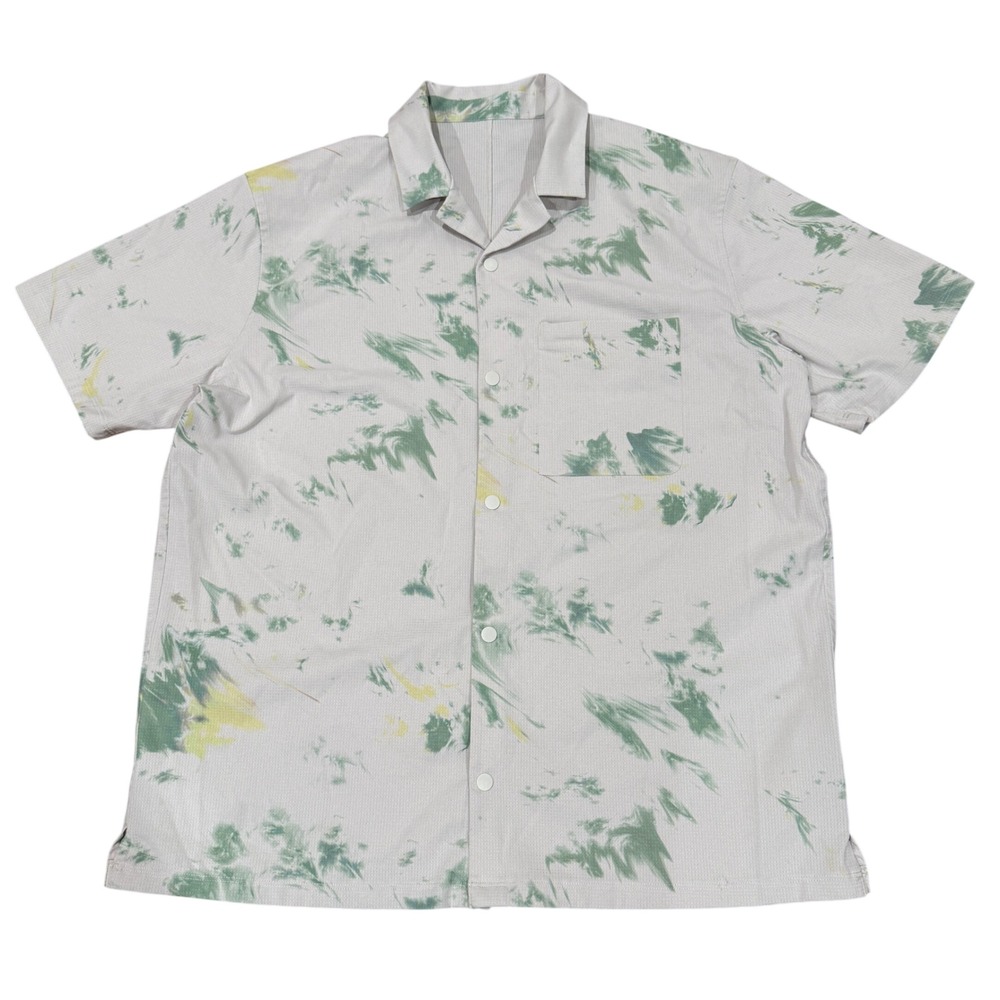 Lululemon Airing Easy Camp Collar Shirt Ventlight Mesh Green Marble‎ Mens XL